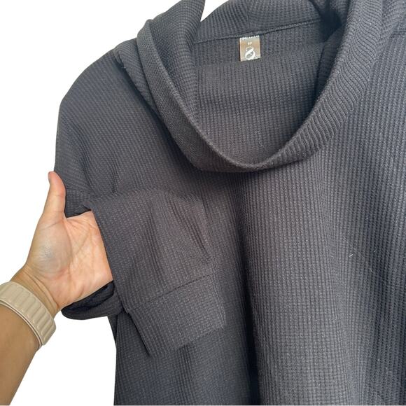 Lou & Grey Black Cowl Neck Waffle Knit Sweater, Size S Petite, Like New - Picture 3 of 5
